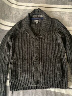 Kenneth Cole Reaction Dark Charcoal Ribbed Shawl-Collar Cardigan